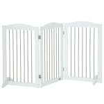 PawHut Barreira de Segurança para Cães Barreira de Segurança para Escadas e Portas Dobrável com Suporte de Pé 154x30x80cm Branco