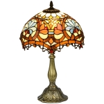 HOMCOM Stained Glass Table Lamp, Handcrafted Artisan Collectible, Suitable for Living Room and Bedside, Multi-Coloured, Ф30 x 48Hcm, Zinc Alloy.