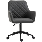 Vinsetto Leather-Feel Fabric Office Chair, Computer Desk Chair with Swivel Wheels, Grey