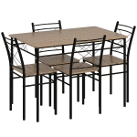 HOMCOM Five-Piece Minimal Dining Set - Oak-Effect/Black