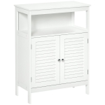 kleankin Mueble Auxiliar de Baño Armario para Baño con 2 Puertas de Persianas Estante Abierto Gran Espacio de Almacenamiento Diseño Moderno 60x30x81,6 cm Blanco