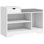 HOMCOM Meuble et banc à chaussures 1 tiroir et 3 compartiments, capacité 5 paires MDF, 76,5L x 30D x 52H cm