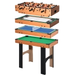HOMCOM Tavolo Multigioco 4 in 1 con Calcio Balilla, Hockey da Tavolo, Ping Pong e Biliardo in MDF, 92x78x80cm