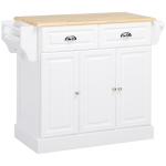 HOMCOM Carro de Cocina con Ruedas Isla de Cocina con 2 Cajones Especiero y Barra para Colgar 110x45x91 cm Blanco