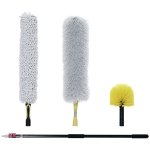 HOMCOM Kit di Pulizia per Casa e Ufficio con Asta, Spolverino per Ragnatele, Spolverino in Microfibra e Spolverino per Ventilatore