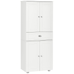 HOMCOM 184cm Tall Kitchen Cupboard, Freestanding Kitchen Pantry Storage Cabinet with 4 Doors, 3 Adjustable Shelves, Drawer, Anti-tipping Device, Sideboard Organiser for Dining Room, Living Room, White
