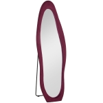 HOMCOM Wavy Velvet-Feel Full Length Mirror - Wine Red