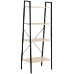 HOMCOM 4-Tier Vintage Ladder Shelf Bookcase Wood Storage Rack Stand Plants Display Black natural