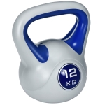SPORTNOW Kettlebell 12kg in PU e Sabbia con Base Piatta e Impugnatura per Stacchi, Squat e Sollevamenti, 24x17x28 cm, Blu