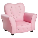 HOMCOM Poltroncina per Bambini Imbottita, Poltrona per cameretta con Rivestimento in PVC e Struttura in Legno, 59x41.5x49cm, Rosa