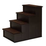 PawHut 4 Step Dog Steps for Bed, Wooden Dog Steps for Sofa, Pet Stairs for Bed Couch with Non-Slip Carpet for Cats and Puppies, 40 x 59 x 54.2 cm, Dark brown