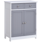 kleankin Meuble de salle de bain meuble de rangement 2 tiroirs placard double porte et étagère réglable 60 x 30 x 75 cm gris