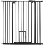 PawHut Barrière de sécurité animaux de 104,1H cm avec porte fermeture automatique système de double verrouillage noir