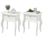 HOMCOM Lot de 2 tables d'appoint, bout de canapé avec pieds courbés, table basse pour salon, chambre, 45 x 35 x 55 cm, blanc