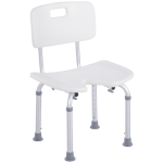 HOMCOM Scaun de Duș Reglabil pe 8 Nivele cu Orificii de Drenaj și Șezut în Formă de U, 48x42x71-83,5 cm, Alb