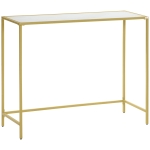 HOMCOM Consola Mesa de Entrada con Vidrio y Marco de Acero Mueble Recibidor para Pasillo Salón 100,5x35,5x80 cm Blanco