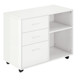 HOMCOM Mobile Porta Stampante con 3 Cassetti in Legno, Mobile Ufficio Multiuso con 4 Ruote e Ripiani Aperti, 80x40x65cm, Bianco