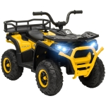 AIYAPLAY 12V Kids Electric Ride on ATV, Battery-Powered Quad Bike w/ Spring Suspension, Forward Backward, Storage Basket, Yellow