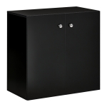 HOMCOM 2 Tier Bookcase, Wooden Storage Cabinet with 2 Doors, Freestanding Sideboard for Living Room, Home Office and Study, Black