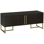 HOMCOM Dulap Suport TV Pana la 55" cu 2 Dulapioare, Mobila de Sufragerie din Lemn cu Picioare Metalice, 120x39x50 cm, Maro si Auriu