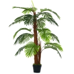 Outsunny Palmeira Artificial Planta Sintética de 120cm com Vaso 19 Folhas Realistas e 3 Troncos Decoração para Casa Escritório Exterior Verde