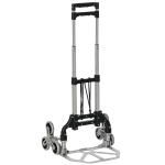 DURHAND Carrello Portapacchi Pieghevole a 6 Ruote max 70 kg con Fune e Maniglia Estraibile, 47x47x100 cm, Nero e Argento