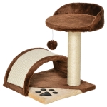 PawHut Cat Tree Scratcher Post Kitten Activity Centre Climber Hanging Ball Brown
