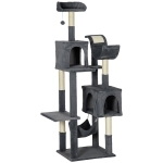 PawHut 177cm Cat Tree with Scratching Post, Hammock, Cat House - Dark Grey
