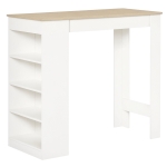 HOMCOM Bar Table, Dining Table with 4-Tier Storage Shelf for Breakfast Bar, Kitchen, Dining Room, Living Room, Natural