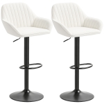 HOMCOM Lot de 2 Tabourets de Bar Pivotants Hauteur Réglable 87-107 cm Revêtement en Velours Dossier et Repose-pieds Crème