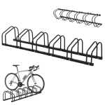 HOMCOM Râtelier 6 vélos range-vélos support de rangement pneu 65 mm sol ou mural pour VTT enfants BMX 179 x 33 x 27 cm acier noir