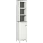 kleankin Tall Bathroom Storage Cabinet, Freestanding Tower Cabinet with 3 Open Shelves and Adjustable Shelf, Antique White