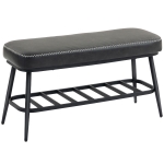 HOMCOM PU Leather Shoe Storage Bench - Charcoal Grey