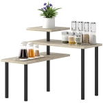 HOMCOM Scaffale da Cucina a 3 Livelli con 3 Ripiani Girevoli, Struttura in Metallo, 40x18x36.5 cm, Legno Naturale