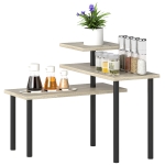 HOMCOM Küchenregal mit 3 Ebenen und 3 Drehbaren Regalen Metallrahmen und Stufendesign für Esszimmer Wohnzimmer Natural