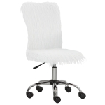 HOMCOM Plush Office Desk Chair, Modern Armless Swivel Vanity Chair with Adjustable Height for Home Office, Bedroom, Living Room, White