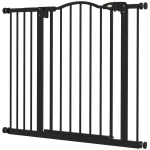 PawHut Barrière de Sécurité pour Chiens 74-94 cm avec Extension Montage à Pression Double Verrou pour Porte Escalier Noir
