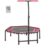 SPORTNOW 45" Rebounder Trampoline for Adults, Quiet Bungee Rebounder with LED Lights and Adjustable Handle, Pink