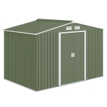 Outsunny 9 x 6ft Garden Metal Storage Shed, Outdoor Storage Tool House with Ventilation Slots, Floor Foundation and Lockable Double Doors, Light Green