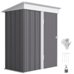 Outsunny Casetta da Giardino Porta Attrezzi in Acciaio con Porta Bloccabile, 161x95x163/181cm, Grigio