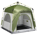 Outsunny Cort pentru Camping cu 2 Locuri, Cort cu Ușă, 3 Ferestre cu Plasă și Geantă pentru Transport, 240x240x199 cm, Verde