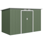 Outsunny Abrigo de Jardim 280x130x172cm Abrigo de Exterior de Aço Galvanizado com Porta Corredeira e Ventilações Verde Claro