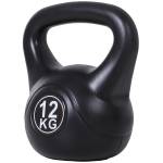 HOMCOM Kettlebell 12kg per Sport e Fitness con Base Piatta e Impugnatura, Kettlebell Pesi per Allenamento Home Gym Casa e Palestra, 27x21x31 cm, Nero
