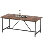 HOMCOM Table à Manger Rectangulaire pour 6-8 Personnes de Style Industriel avec Pieds en Métal 180x80x75,5 cm Marron Rustique