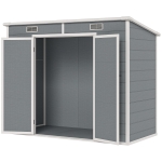 Outsunny Abri de jardin extérieur 2,4 x 1,3 m, en résine avec plancher, fenêtre, portes verrouillables et aérations, gris