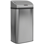 HOMCOM Balde de Lixo Automático para Cozinha 48 L Sensor Infravermelho Fechamento Automático Antimarcas Aço Inoxidável 33x25x69 cm Prata