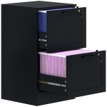 HOMCOM Mobiletto per ufficio, mobile portaoggetti in legno con 2 cassetti e serratura, barre di sospensione regolabili, 40 x 40 x 71 cm, nero