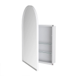 Armoire murale avec miroir arqué et cadre en métal, pour salle de bain, salon ou chambre à coucher, 91x61x12 cm, Blanc