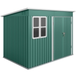Outsunny 8.5 x 6ft Storage Shed Galvanised Steel Garden Shed, Metal Shed with Foundation Kit, Window, Lockable Wide Doors and Air Vents for Outdoor Patio, Green
