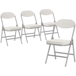 HOMCOM Set de 4 sillas plegables acolchadas, sillas plegables con cubierta de cordón, respaldo, marco de metal, Cremeweiß